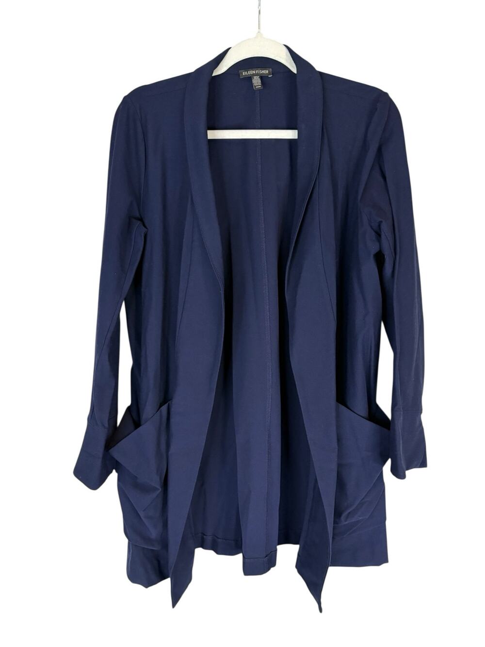 Eileen Fisher Open Front Long Cardigan Minimalist Quiet Luxury Casual Comfort M